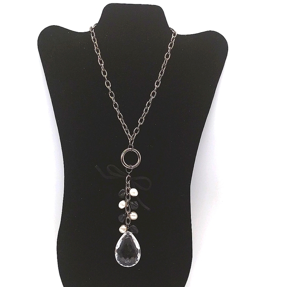 NEW CHICO'S Faux Stone / Pearl Statement Pendant Necklace - Picture 2 of 5